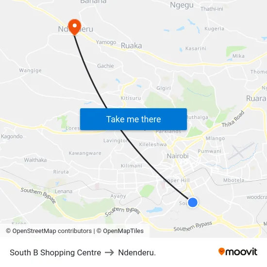 South B Shopping Centre to Ndenderu. map