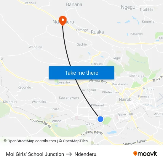 Moi Girls' School Junction to Ndenderu. map