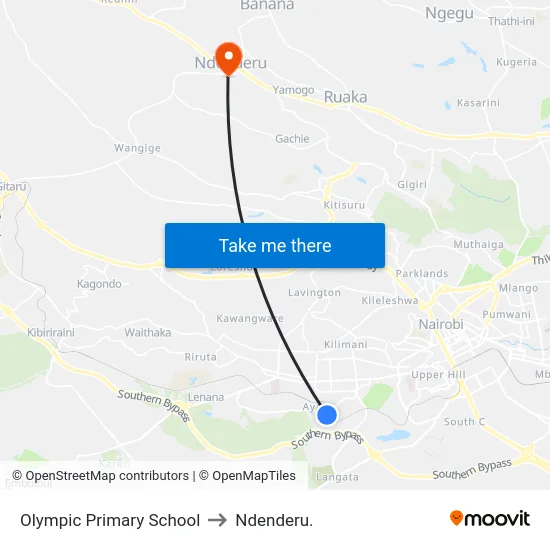 Olympic Primary School to Ndenderu. map