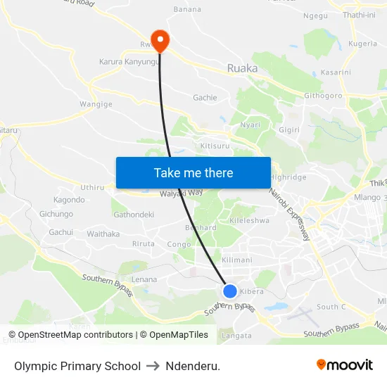 Olympic Primary School to Ndenderu. map