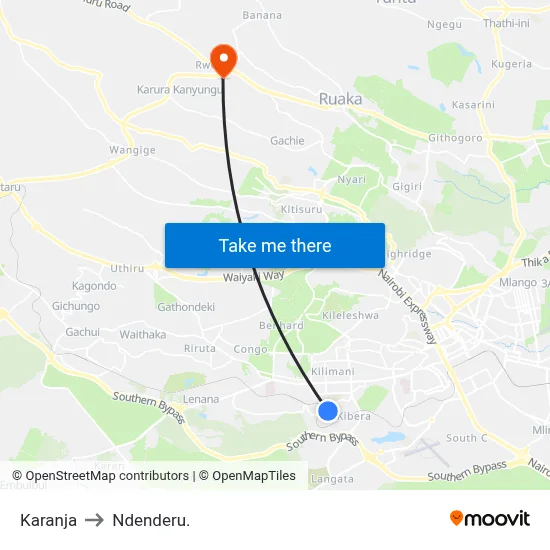 Karanja to Ndenderu. map