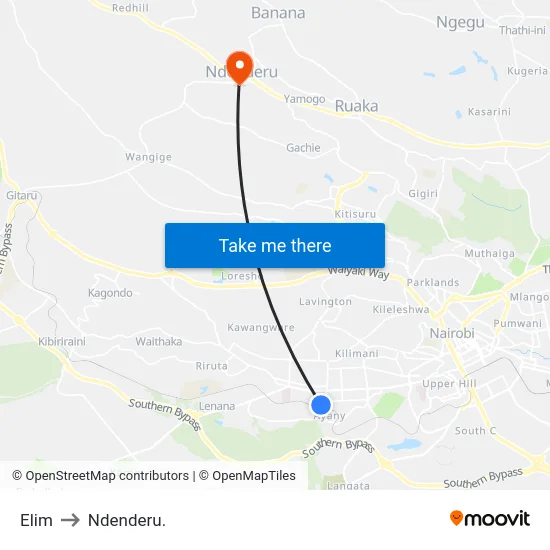 Elim to Ndenderu. map
