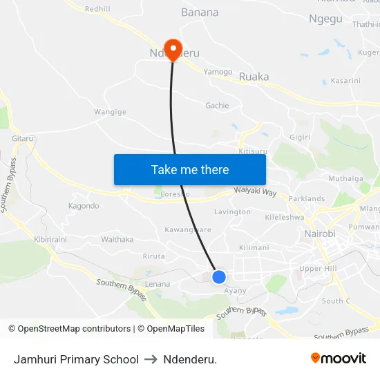 Jamhuri Primary School to Ndenderu. map