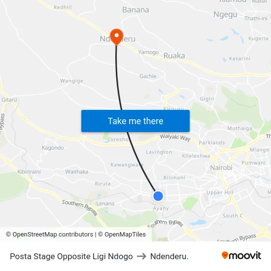 Posta Stage Opposite Ligi Ndogo to Ndenderu. map