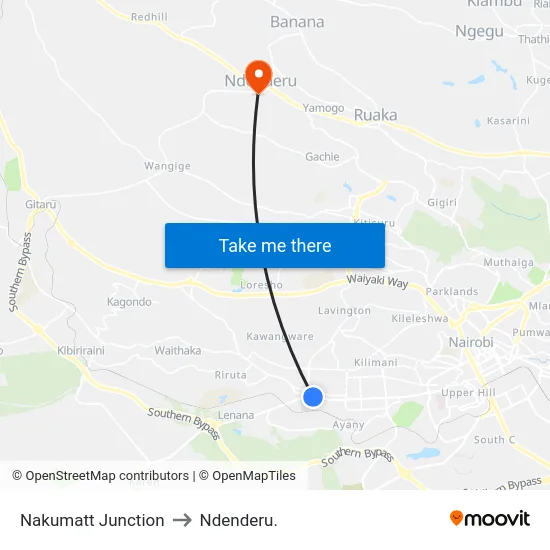 Nakumatt Junction to Ndenderu. map