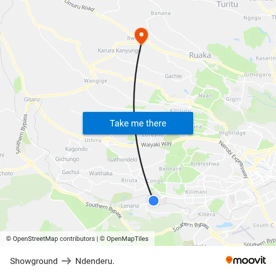 Showground to Ndenderu. map