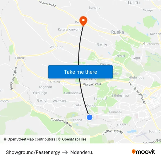 Showground/Fastenergy to Ndenderu. map