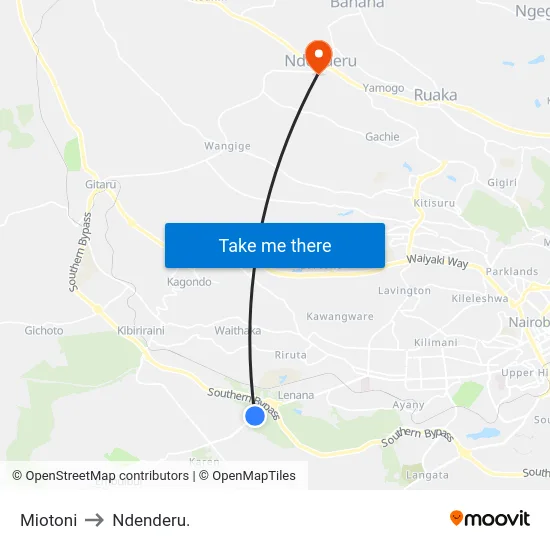 Miotoni to Ndenderu. map