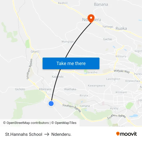 St.Hannahs School to Ndenderu. map