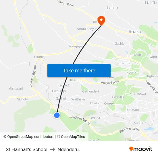 St.Hannah's School to Ndenderu. map