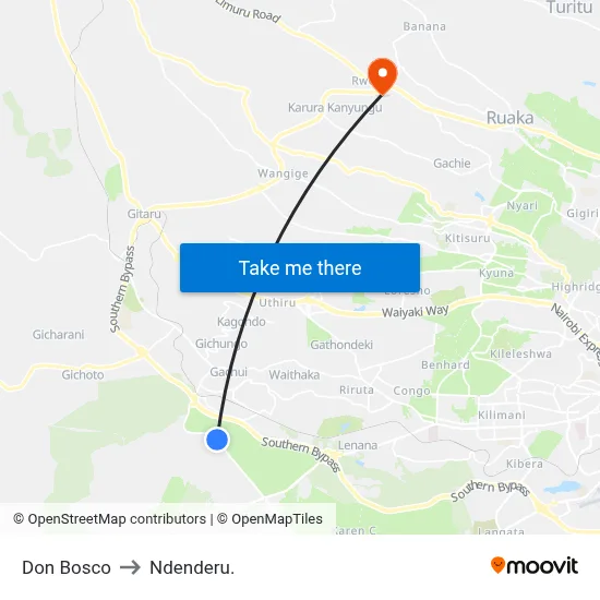 Don Bosco to Ndenderu. map