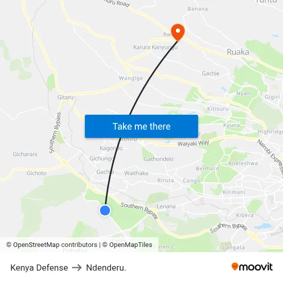 Kenya Defense to Ndenderu. map