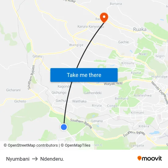 Nyumbani to Ndenderu. map