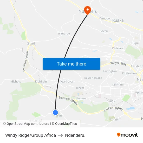 Windy Ridge/Group Africa to Ndenderu. map