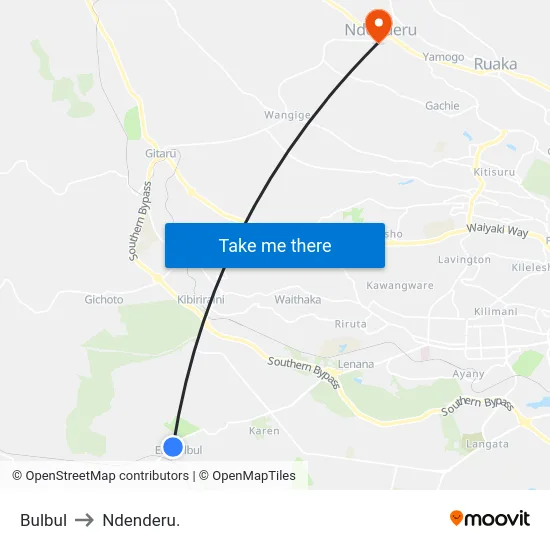 Bulbul to Ndenderu. map