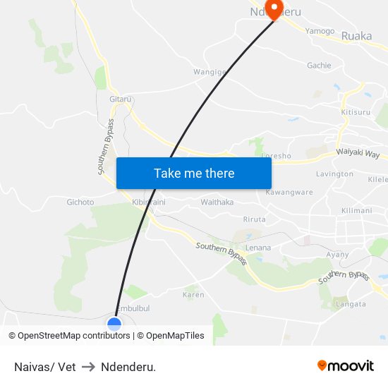 Naivas/ Vet to Ndenderu. map