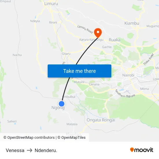 Venessa to Ndenderu. map