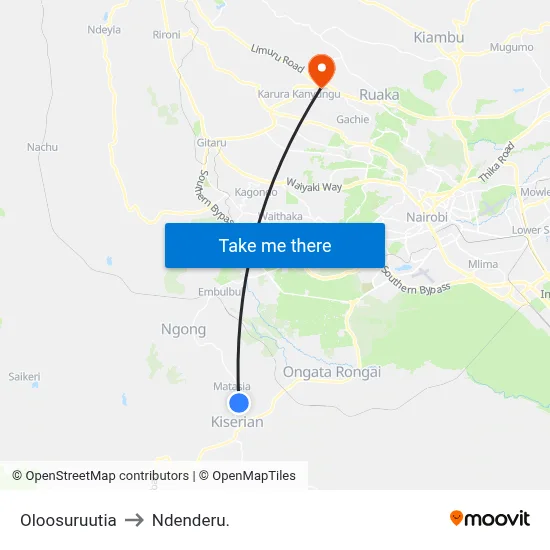 Oloosuruutia to Ndenderu. map