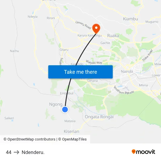 44 to Ndenderu. map