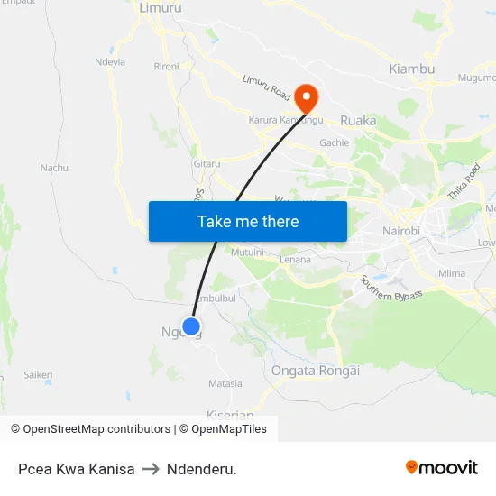 Pcea Kwa Kanisa to Ndenderu. map
