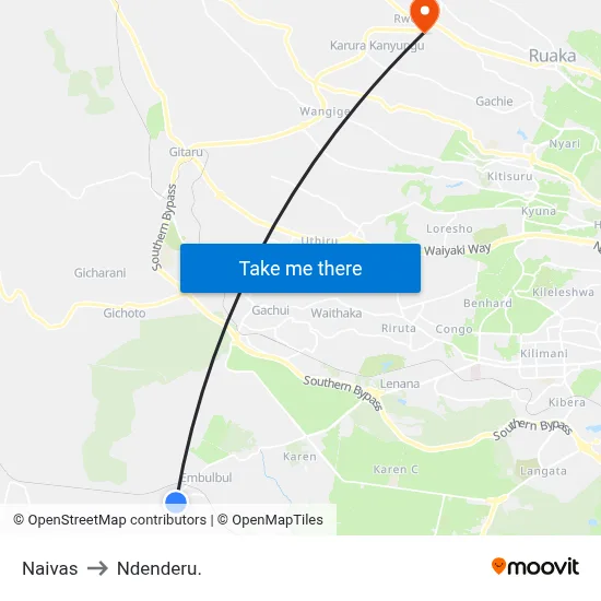 Naivas to Ndenderu. map