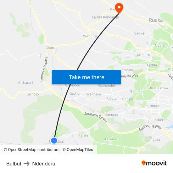 Bulbul to Ndenderu. map