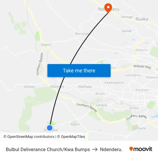 Bulbul Deliverance Church/Kwa Bumps to Ndenderu. map