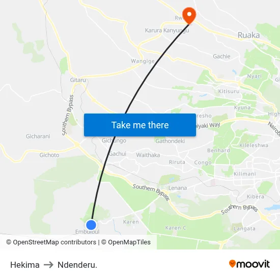 Hekima to Ndenderu. map