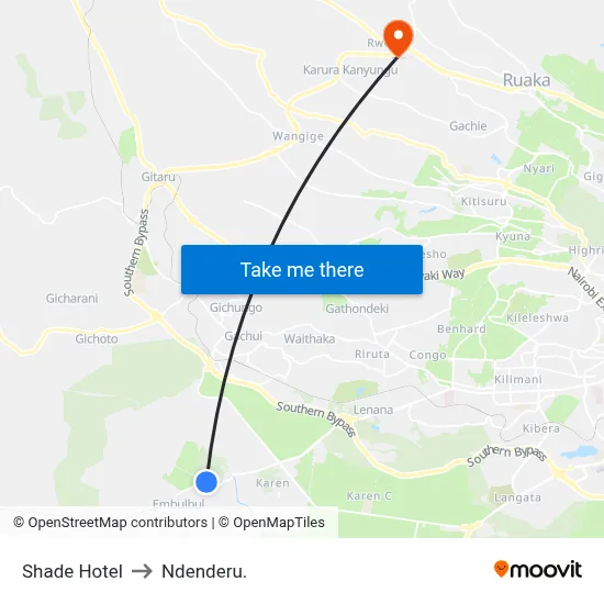 Shade Hotel to Ndenderu. map