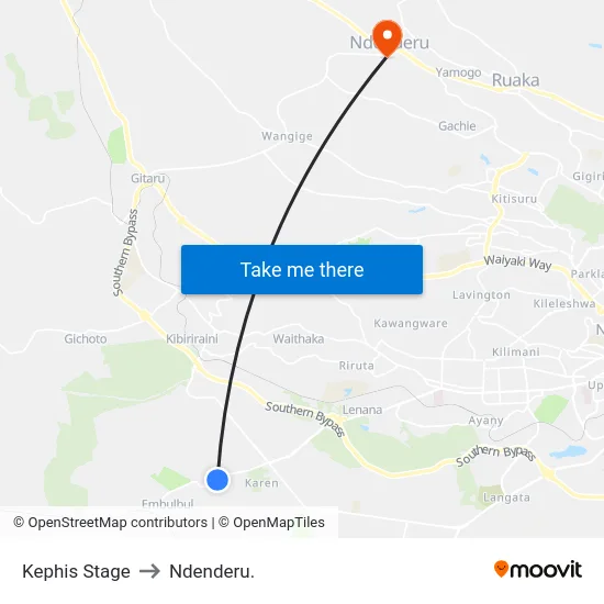 Kephis Stage to Ndenderu. map