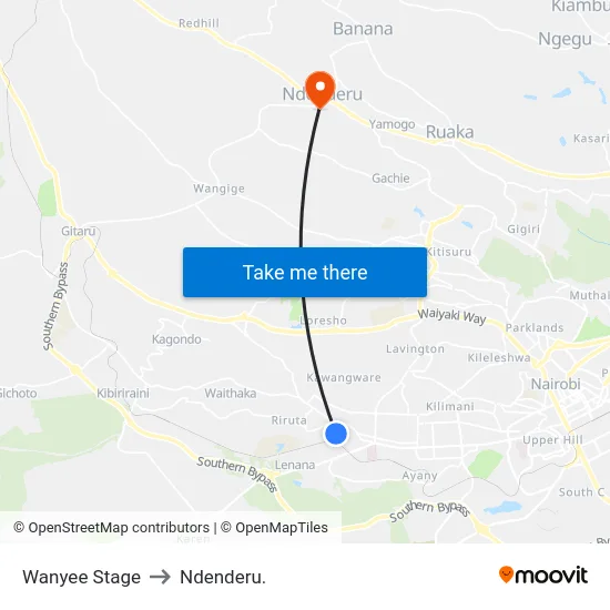 Wanyee Stage to Ndenderu. map