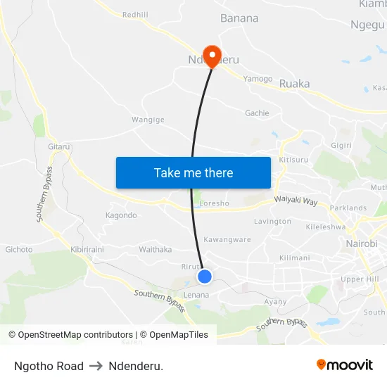 Ngotho Road to Ndenderu. map
