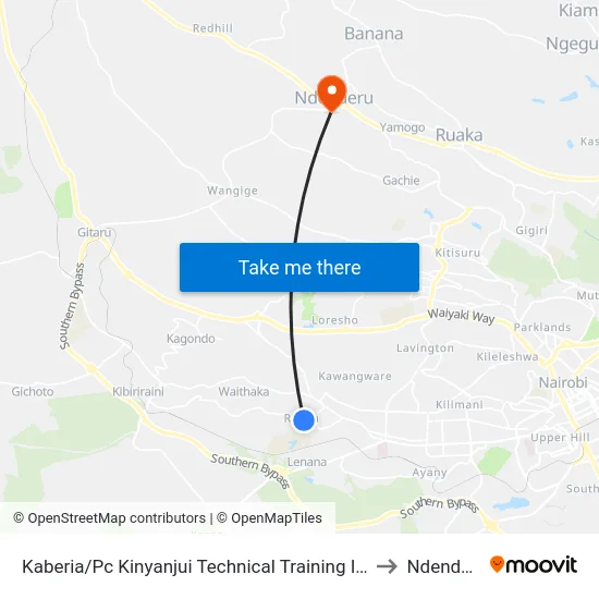 Kaberia/Pc Kinyanjui Technical Training Institute to Ndenderu. map