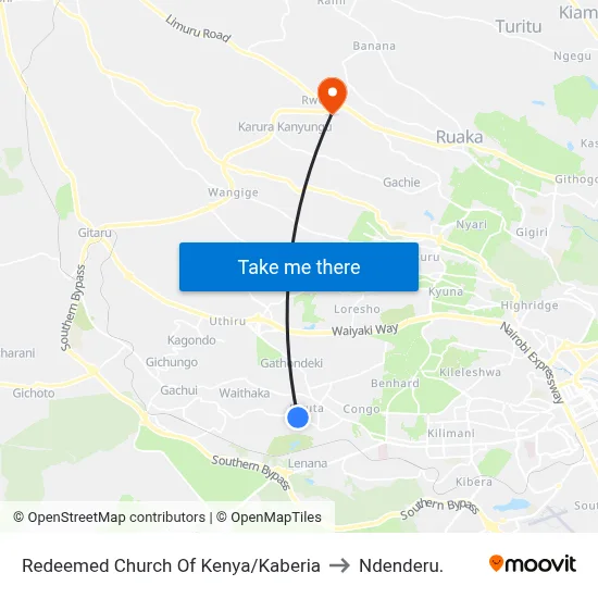 Redeemed Church Of Kenya/Kaberia to Ndenderu. map