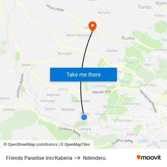 Friends Paradise Inn/Kaberia to Ndenderu. map