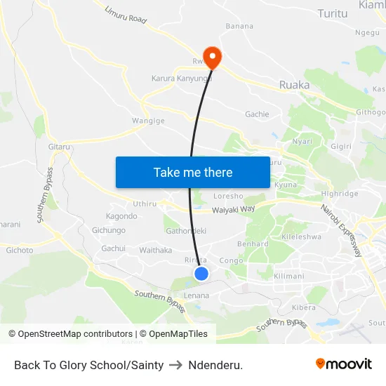 Back To Glory School/Sainty to Ndenderu. map