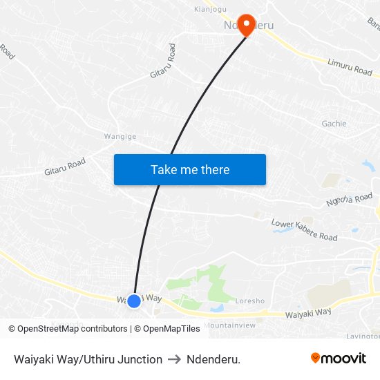 Waiyaki Way/Uthiru Junction to Ndenderu. map