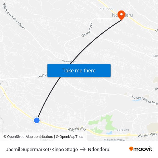 Jacmil Supermarket/Kinoo Stage to Ndenderu. map