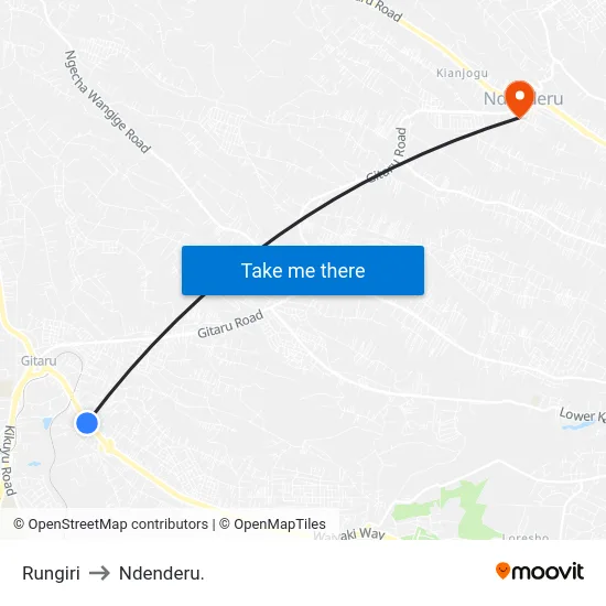 Rungiri to Ndenderu. map