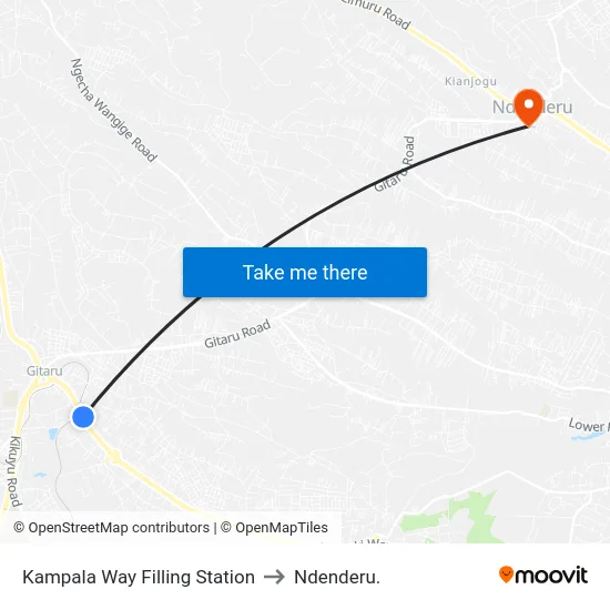 Kampala Way Filling Station to Ndenderu. map