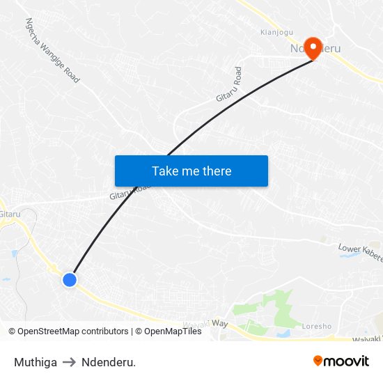 Muthiga to Ndenderu. map