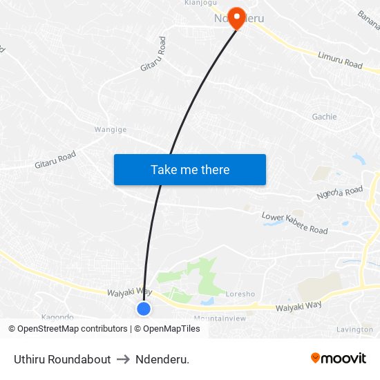 Uthiru Roundabout to Ndenderu. map