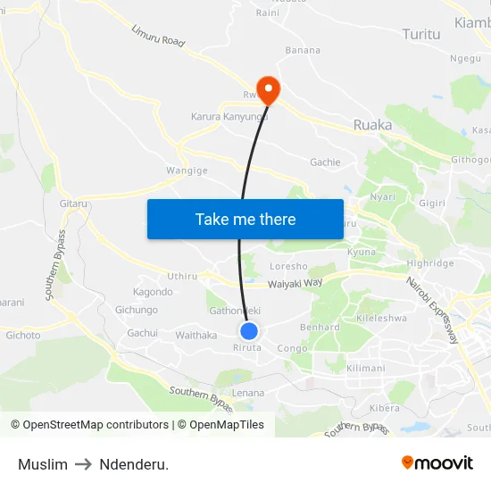 Muslim to Ndenderu. map