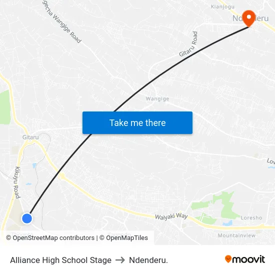 Alliance High School Stage to Ndenderu. map