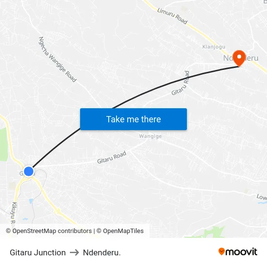 Gitaru Junction to Ndenderu. map
