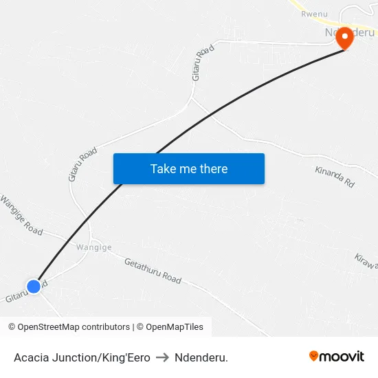 Acacia Junction/King'Eero to Ndenderu. map