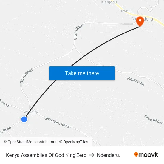 Kenya Assemblies Of God King'Eero to Ndenderu. map