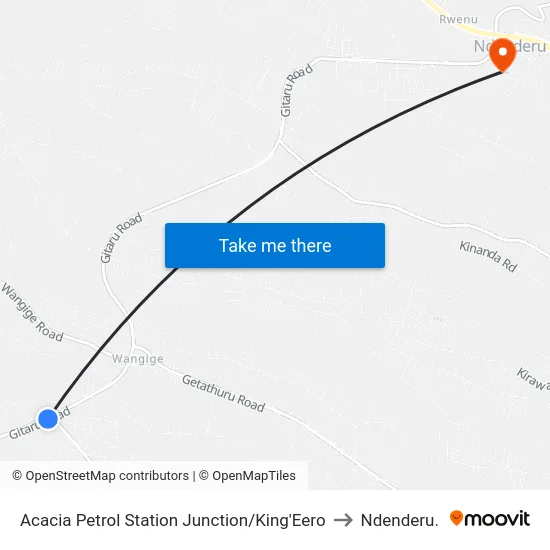 Acacia Petrol Station Junction/King'Eero to Ndenderu. map