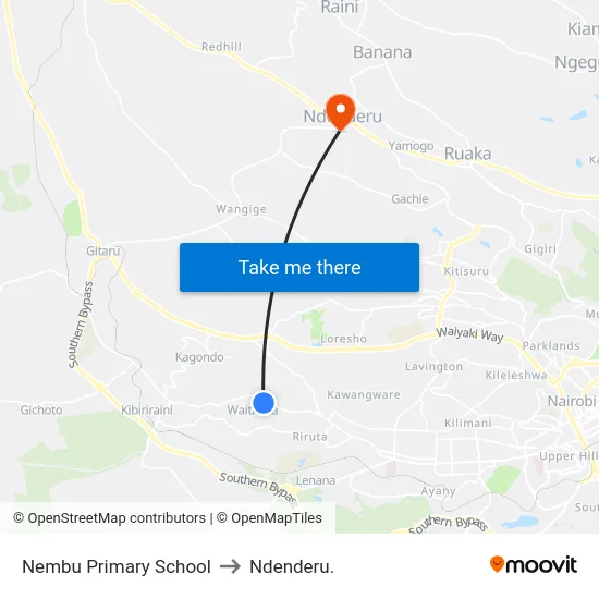 Nembu Primary School to Ndenderu. map