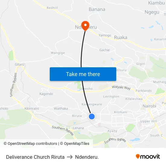 Deliverance Church Riruta to Ndenderu. map